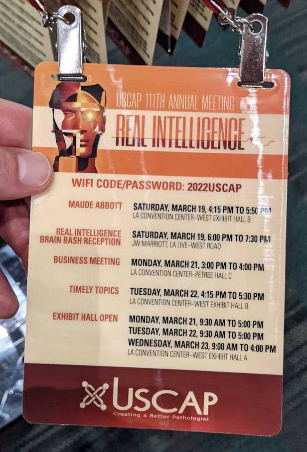 Event badge design idea showcasing important details with purposeful colors.