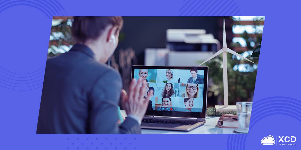 Person attending a virtual meeting with multiple participants on a laptop screen, symbolizing virtual event sponsorship opportunities.
