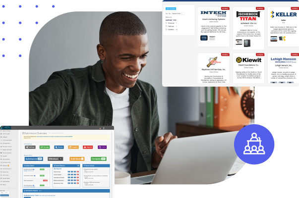 Man smiling while using laptop