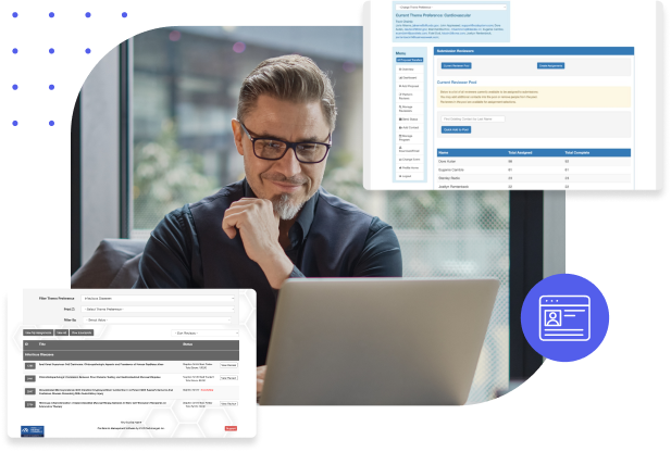 Man checking his laptop.