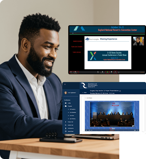 Man with a laptop browsing X-CD healthcare content